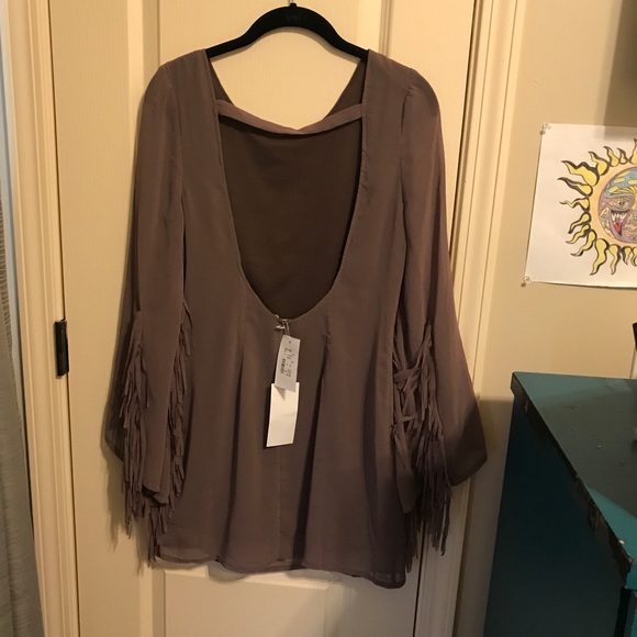 Long sleeve fringe dress - Picture 2 of 4